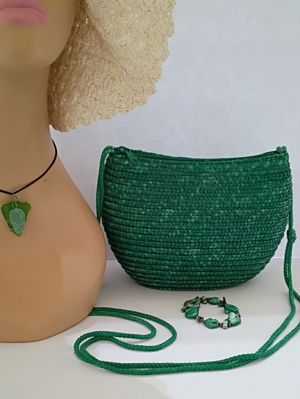Green Vintage Woven Crossbody Bag - Stylish Womens Shoulder Purse